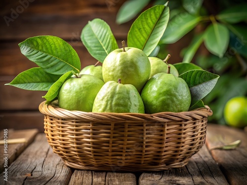 Guava in Bamboo Basket.