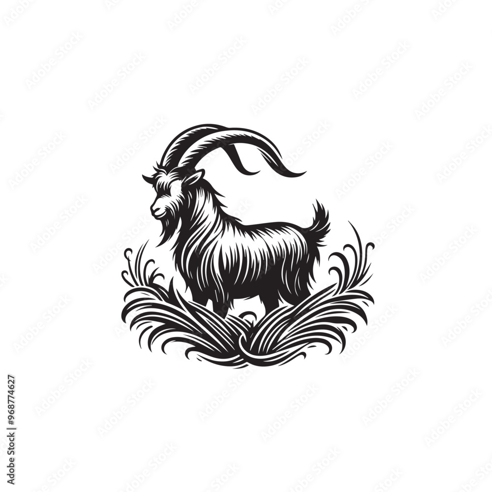 Goat silhouette. Goat logo, icon. Goat vector design black and white. Goat silhouette. Goat logo, icon. Goat vector design black and white.