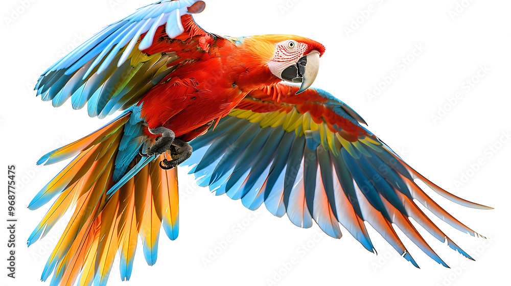 Fototapeta premium blue, red and yellow macaw isolated