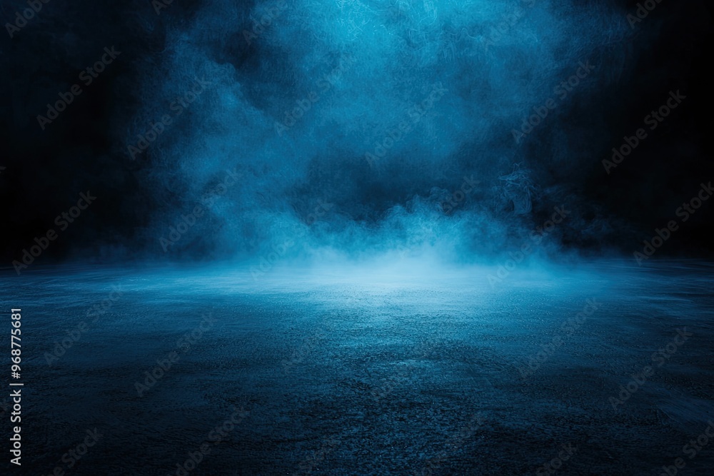 Fototapeta premium Texture overlay effect for text or space. Blue background. Smoke fog