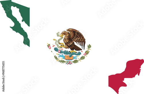 Mexico country map with flag
