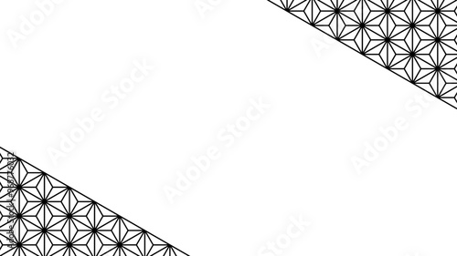 麻の葉　黒　斜め　フレーム　背景　和柄　シンプル