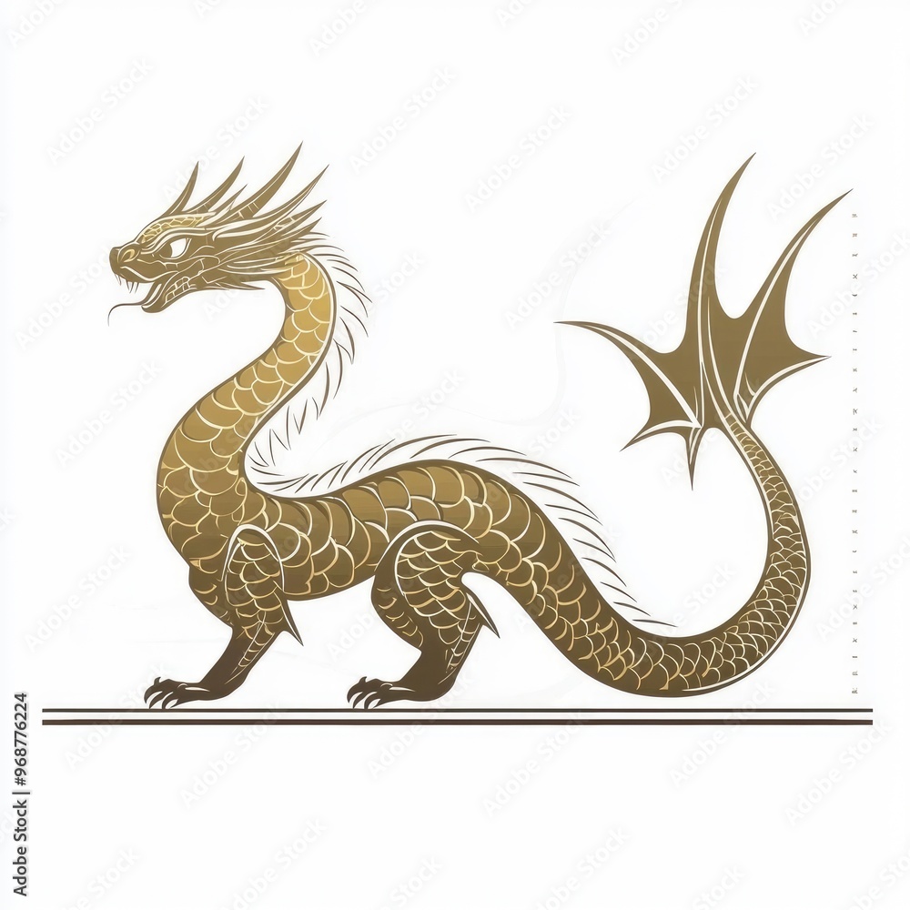 Fototapeta premium Golden Dragon Illustration