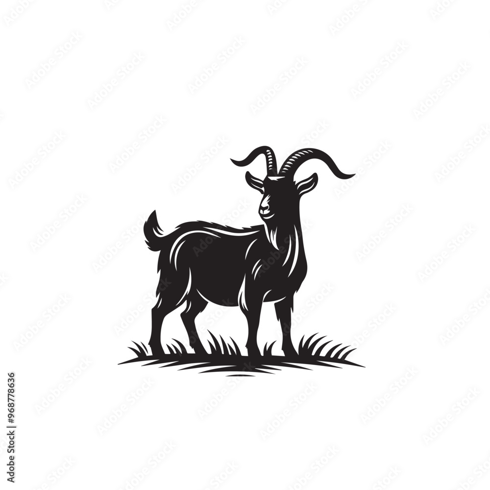 Goat silhouette. Goat logo, icon. Goat vector design black and white. Goat silhouette. Goat logo, icon. Goat vector design black and white.