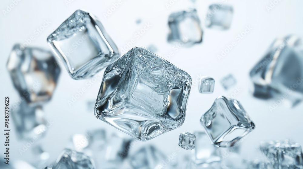 Transparent crystal cubes floating in air Transparent crystal cubes floating in air