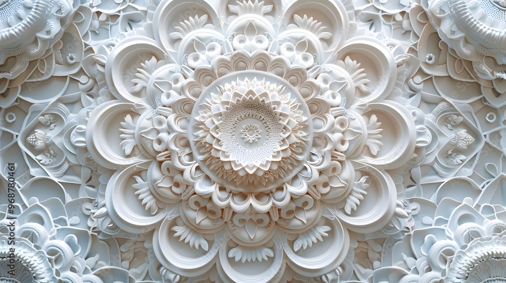 a serene background with 3D mandala patterns, incorporating intricate details and symmetrical designs that radiate from the center a serene background with 3D mandala patterns, incorporating intricate details and symmetrical designs that radiate from the center
