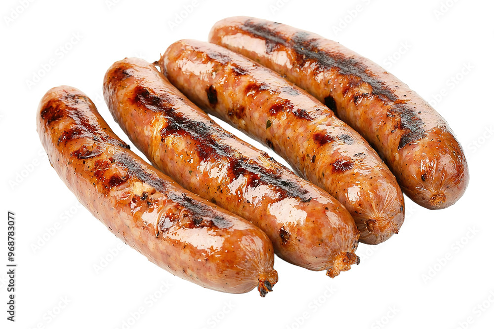top view of grilled sausages with a crisp, charred exterior, isolated on a transparent background to emphasize their deliciousness top view of grilled sausages with a crisp, charred exterior, isolated on a transparent background to emphasize their deliciousness