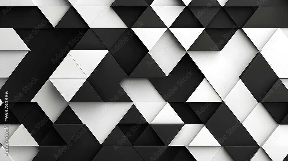 Obraz premium Abstract Black and White Geometric Triangle Pattern