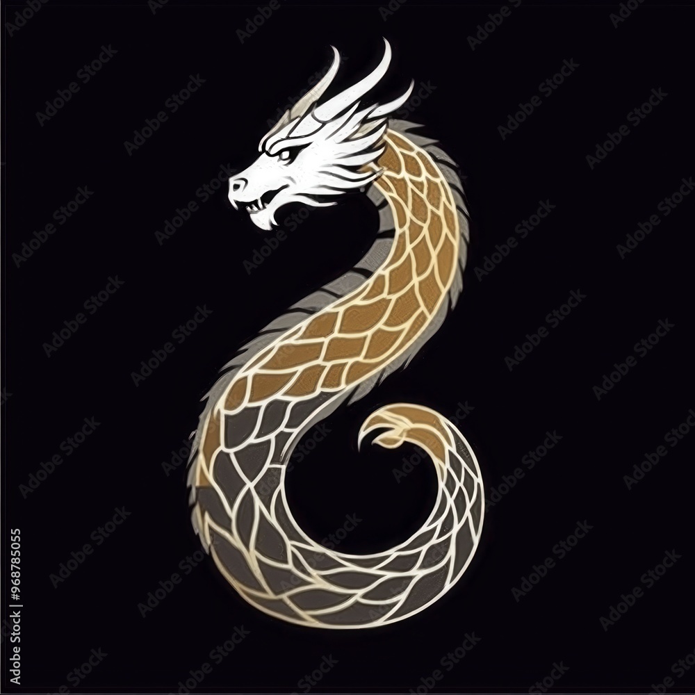 Fototapeta premium Elegant Dragon Design with Golden Scales