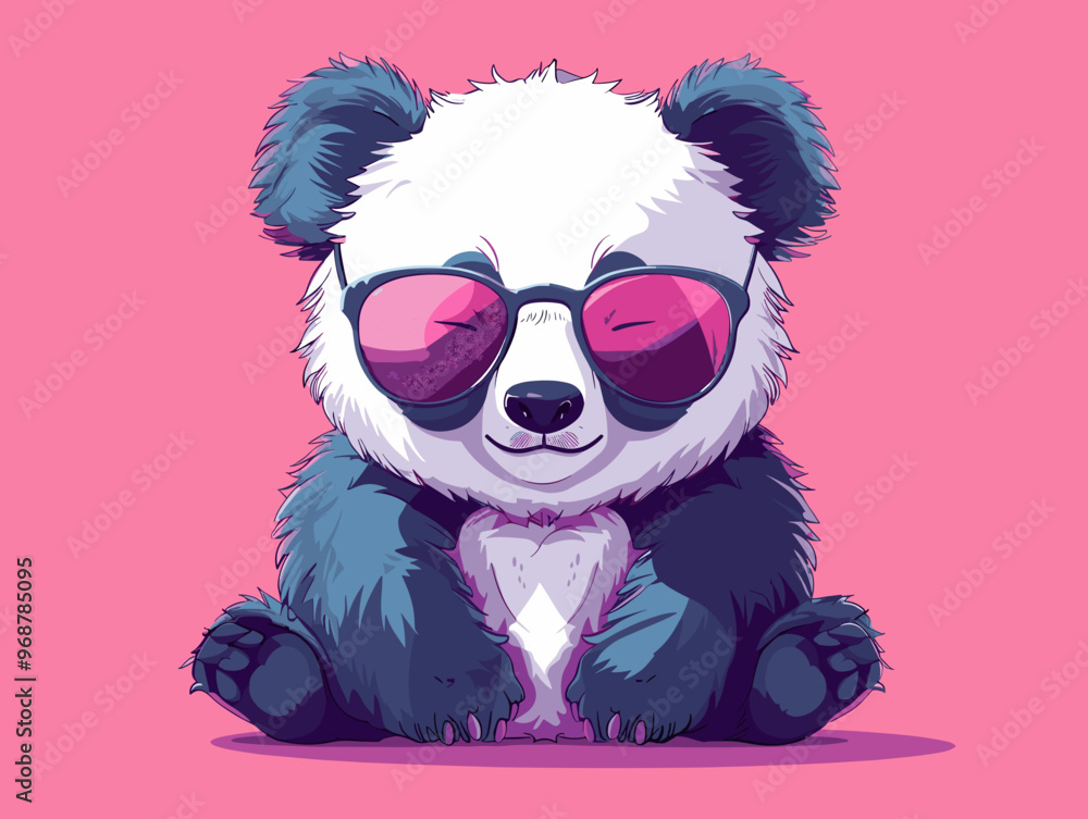 A cartoon panda bear wearing sunglasses and a pink shirt A cartoon panda bear wearing sunglasses and a pink shirt