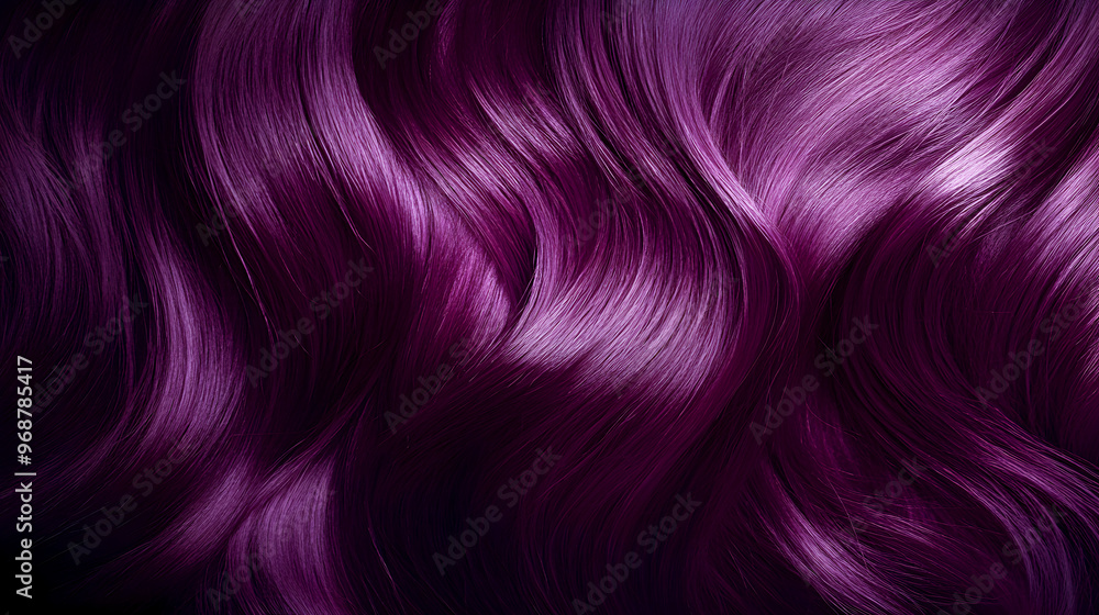 Deep, rich waves in a bold plum shade cascade down, with the glossy texture enhancing the brilliance of the vivid color Deep, rich waves in a bold plum shade cascade down, with the glossy texture enhancing the brilliance of the vivid color
