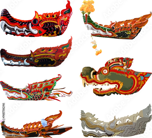 ancient, animal, art, asian, colorful, decoration, decorative, design, dragon, fantasy, head, isolated, oriental, ornament, power, religion, adventure, nan, naga, traditional, boat racing, festival, l