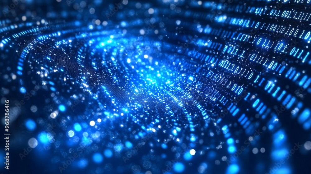 Data flow through a futuristic digital grid with glowing blue energy lines symbolizing advanced technology and network connectivity Large space for text in center Stock photo with copy space Data flow through a futuristic digital grid with glowing blue energy lines symbolizing advanced technology and network connectivity Large space for text in center Stock photo with copy space