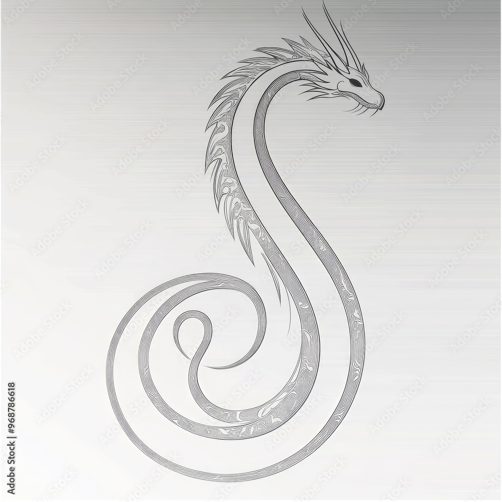 Obraz premium Silver Dragon Tattoo Design