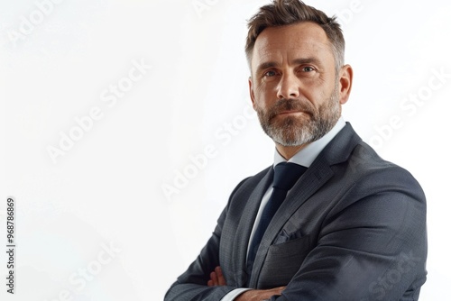 Portrait of Caucasian businessman in formalwear with arms crossed.