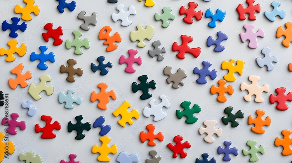 Colorful Puzzle Pieces on White Background Colorful Puzzle Pieces on White Background