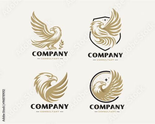 set bundle vintage classic wild eagle emblem logo for business company