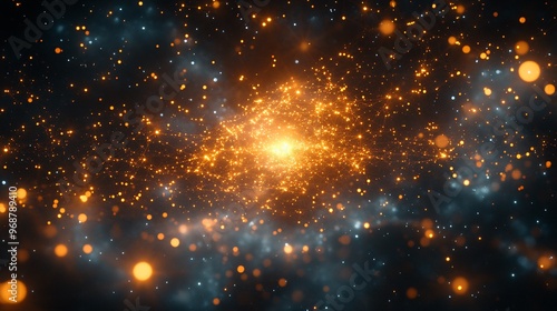 AI neural network design with glowing interconnected nodes forming an abstract web of machine learning and artificial intelligence processes Large space for text in center Stock photo with copy space