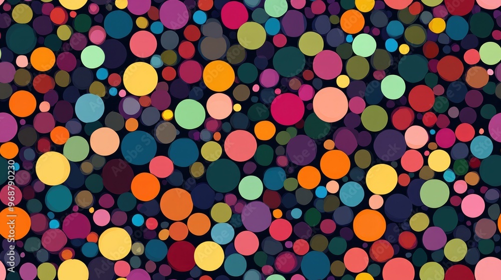 Seamless background pattern featuring an array of colorful circles Seamless background pattern featuring an array of colorful circles