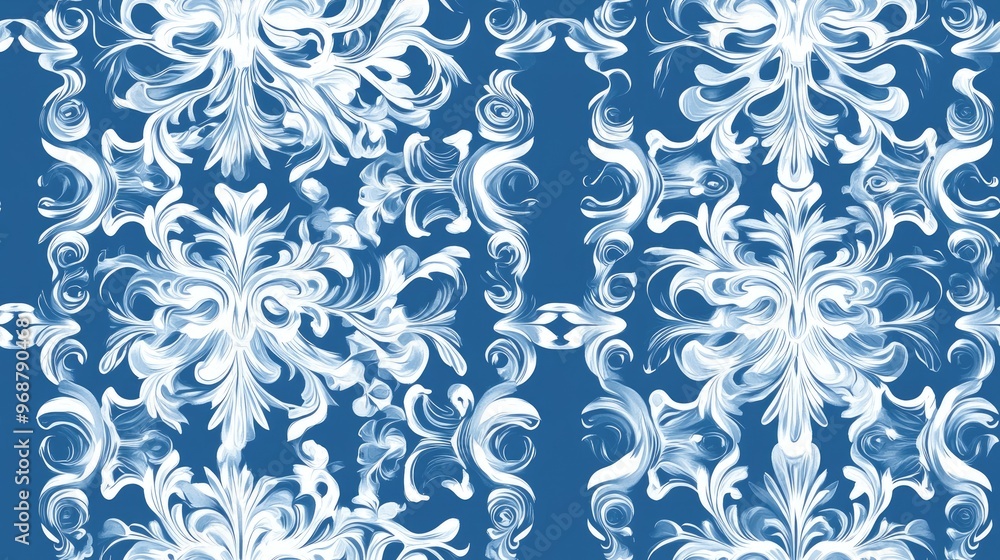 Seamless pattern design in blue monochrome for textile wallpaper and curtains Seamless pattern design in blue monochrome for textile wallpaper and curtains