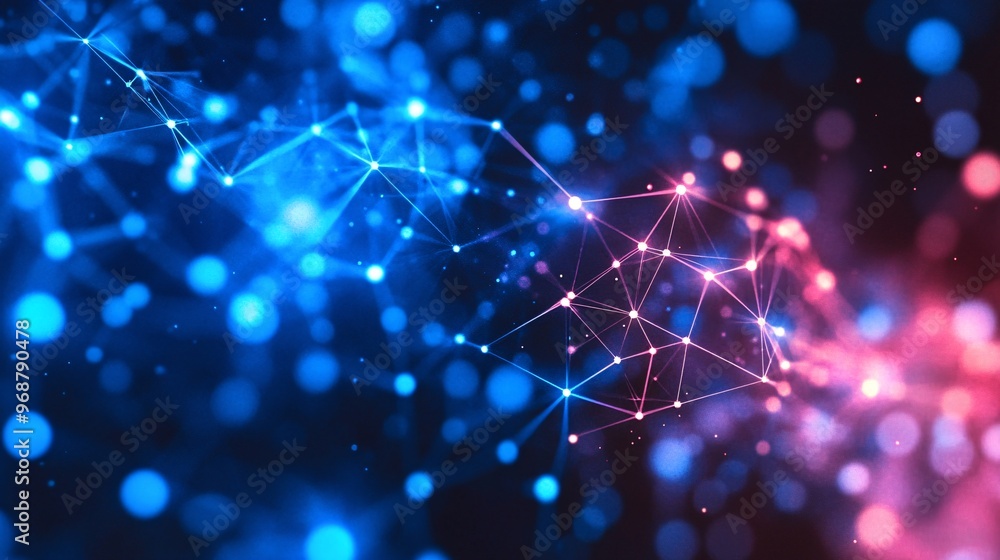 Abstract digital grid with glowing lines and neon particles representing data flow and high-tech connectivity futuristic design Large space for text in center Stock photo with copy space Abstract digital grid with glowing lines and neon particles representing data flow and high-tech connectivity futuristic design Large space for text in center Stock photo with copy space
