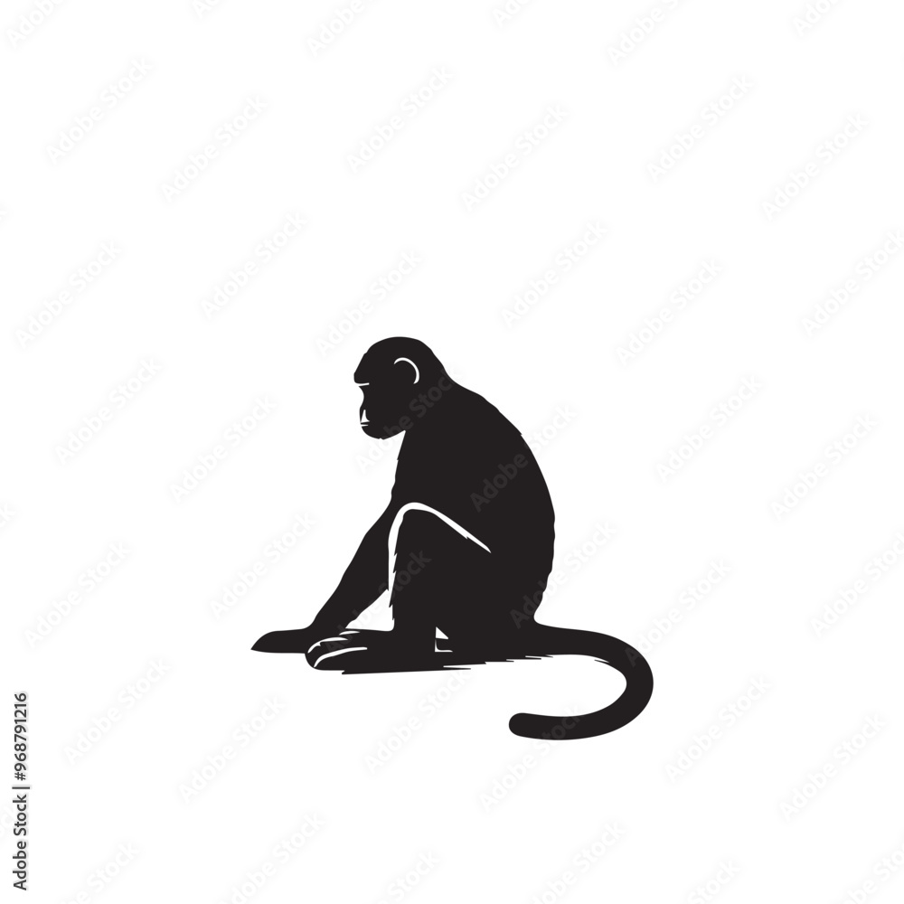 Obraz premium Monkey silhouette. Monkey vector design black and white. Monkey logo, icon.