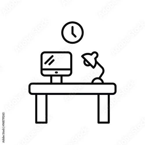 work place line icon with white background vector stock illustration