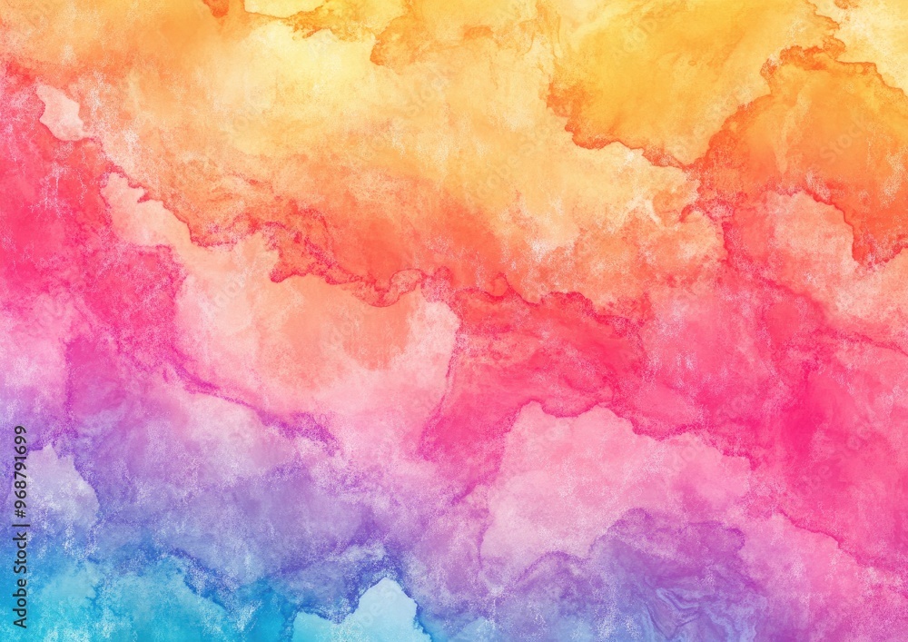 Fototapeta premium Colorful hand drawn background featuring grunge shibori and tie dye watercolor textures in an abstract rainbow design