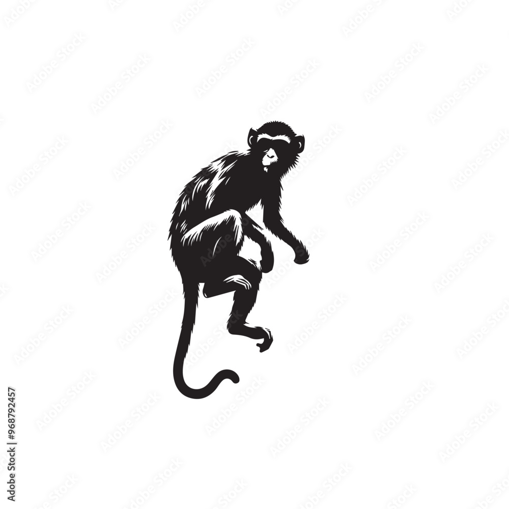 Monkey silhouette. Monkey vector design black and white. Monkey logo, icon. Monkey silhouette. Monkey vector design black and white. Monkey logo, icon.
