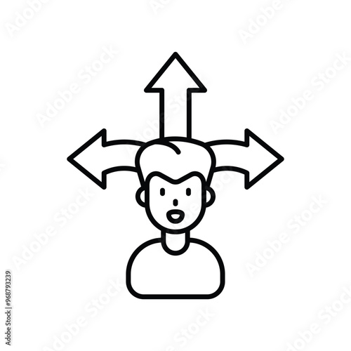 decisiveness line icon with white background vector stock illustration