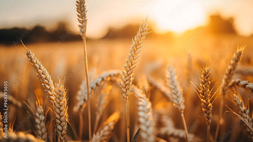 Fototapeta premium golden wheat field at sunset