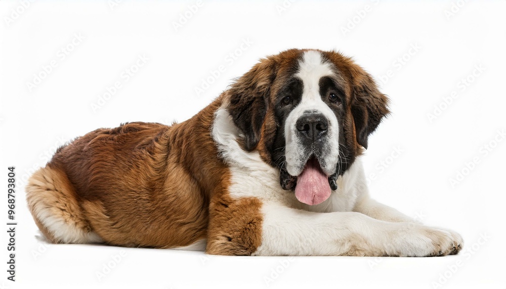Saint Bernard dog lying isolated on white background, cut out Saint Bernard dog lying isolated on white background, cut out