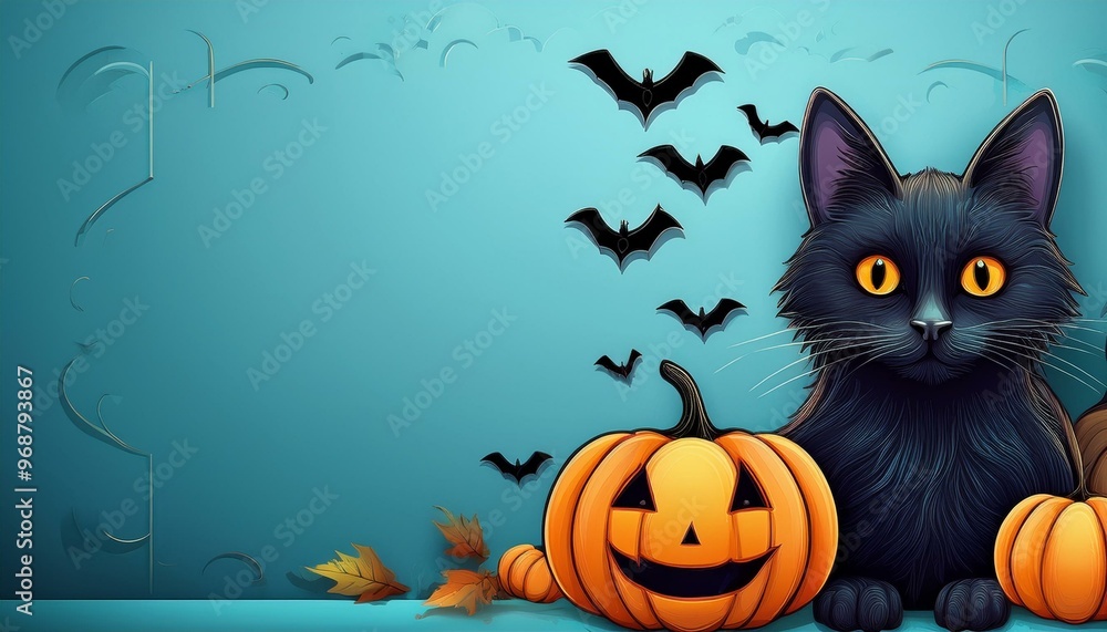 halloween background with pumpkin and bats halloween background with pumpkin and bats
