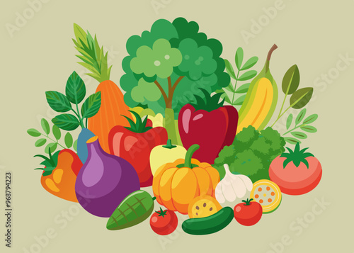 fruits and vegetables. vegetable fruit vector illustration