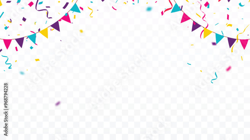 Colorful Confetti celebrations banner isolated on transparent background