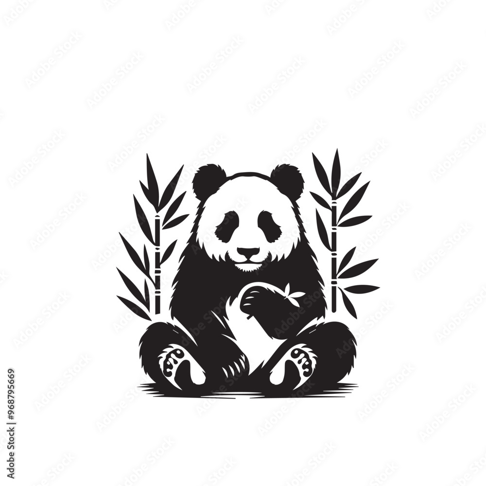 Panda silhouette. Panda vector design. Panda logo, icon. Panda illustration on white background. Panda silhouette. Panda vector design. Panda logo, icon. Panda illustration on white background.