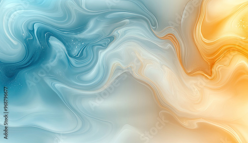 Abstract swirl of blue and gold hues in a fluid motion, creating a dynamic and elegant design. Perfect for modern art compositions, creative backgrounds, and digital art. Created with AI.