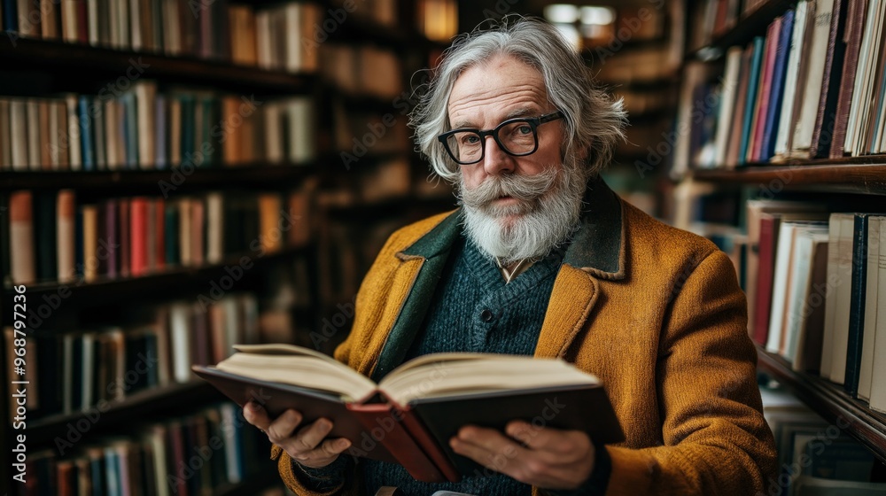 Senior tutor engaging with students in a library setting after retirement Senior tutor engaging with students in a library setting after retirement