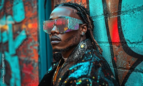 Portrait of a man wearing stylish sunglasses