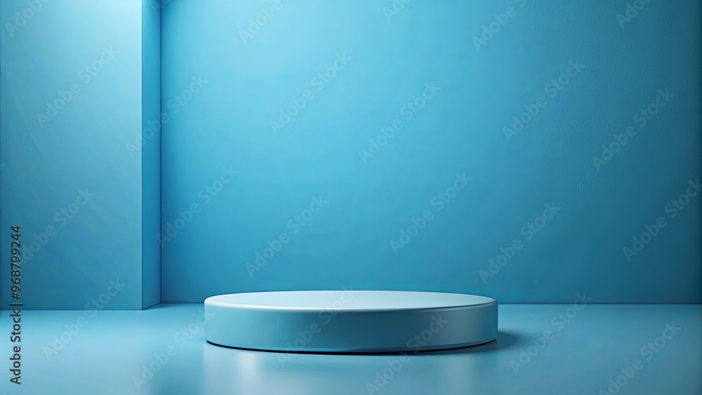 Minimalistic blue abstract background with display podium for product presentation Minimalistic blue abstract background with display podium for product presentation