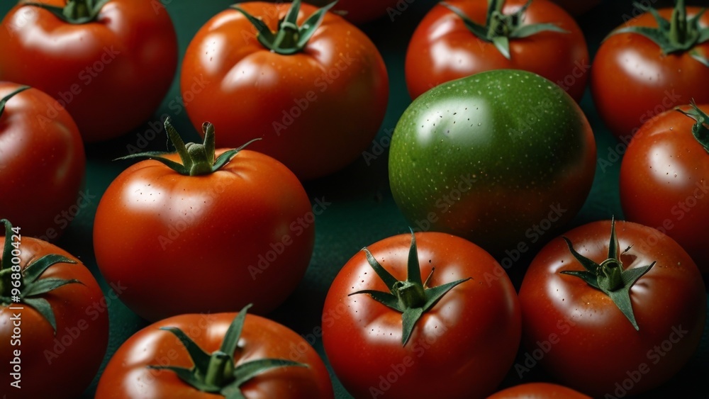 red ripe tomato on a green background red ripe tomato on a green background