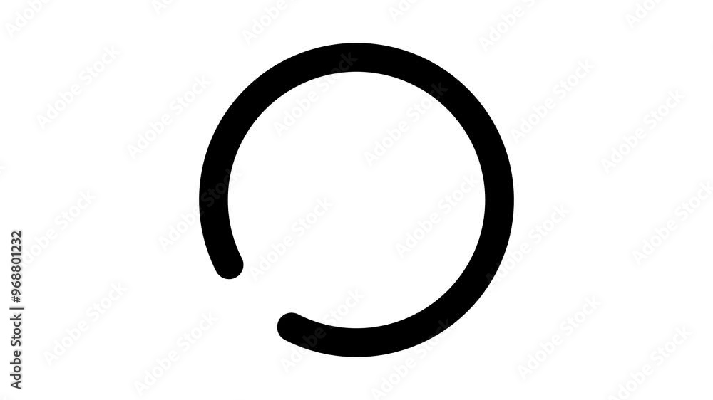 black circle Loading icon with loop out animation on a white background. black circle Loading icon with loop out animation on a white background.