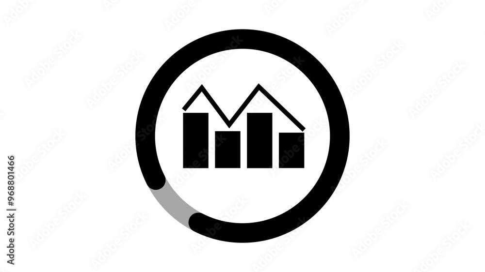 black circle Loading icon with graph sign animation on a white background. black circle Loading icon with graph sign animation on a white background.