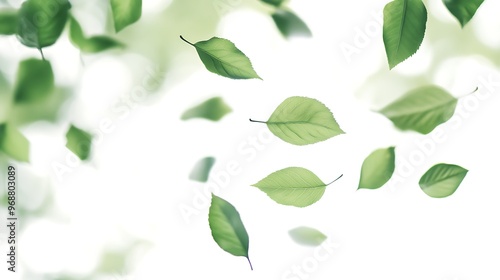 green leaves on a black background