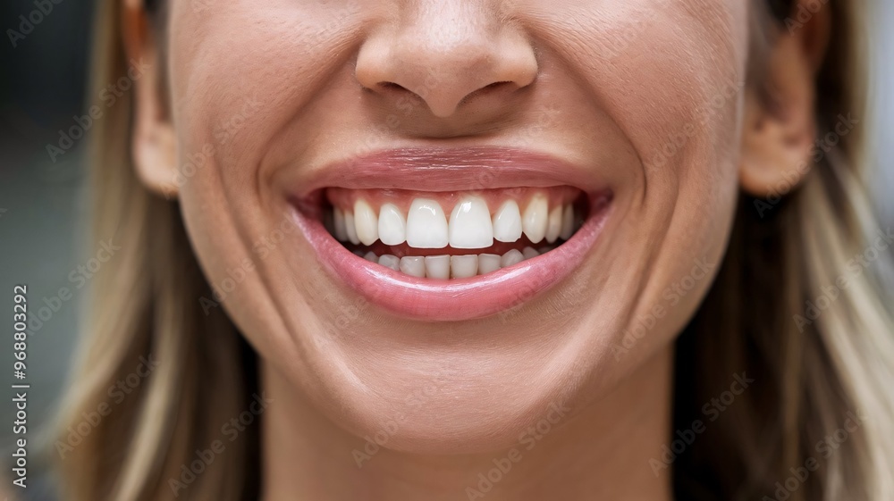 A closeup smile of a mid 30's age female, Absolutely nice teeth and smile of a women. A closeup smile of a mid 30's age female, Absolutely nice teeth and smile of a women.