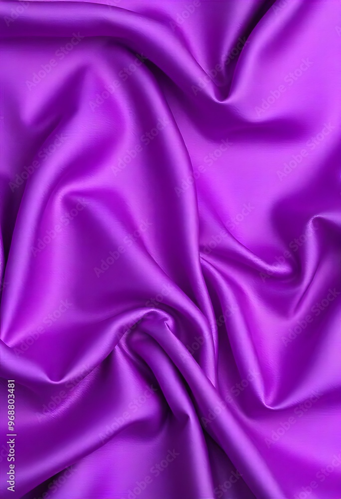 Fototapeta premium Smooth flowing purple satin fabric with soft wavy. flowing purple satin with soft folds and highlights.
