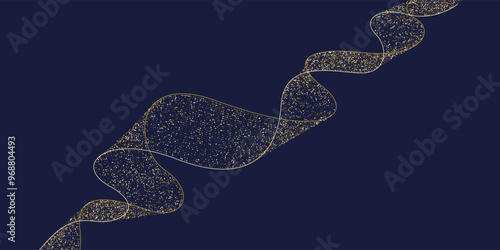 Gold glitter. Poster with dynamic waves. Vector illustration in minimal flat style. Abstract background.