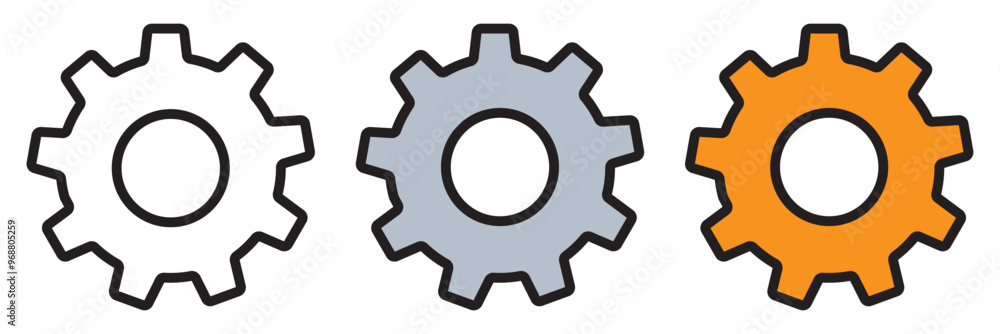 Gear set. Black gear wheel icons on white background - stock vector. Gear set. Black gear wheel icons on white background - stock vector.