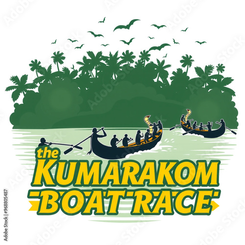 Illustration of the Kumarakom Boat Race in Kerala's backwaters, highlighting the unique cultural event and scenic beauty of Kerala photo