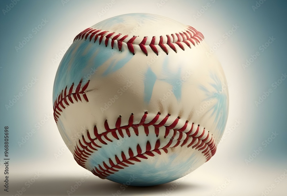 A baseball with red stitching and white stripes and with backgrounds A baseball with red stitching and white stripes and with backgrounds